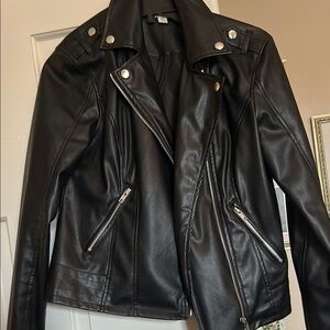 Cato Black Leather Moto Jacket with Asymmetrical Zipper